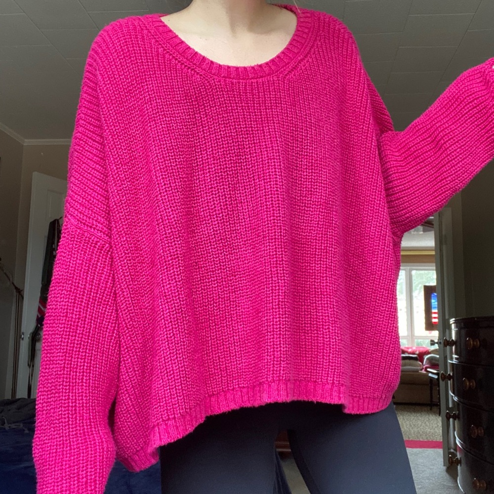 zara oversized hot pink sweater